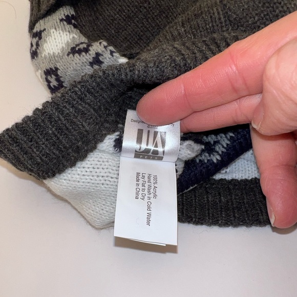 Friends Forever Gray Pom Pom Dog Sweater Size Medium Fair Isle Turtleneck - Picture 3 of 5